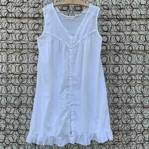 Vintage Nicole floral embroidered sleep dress white cottagecore MEDIUM